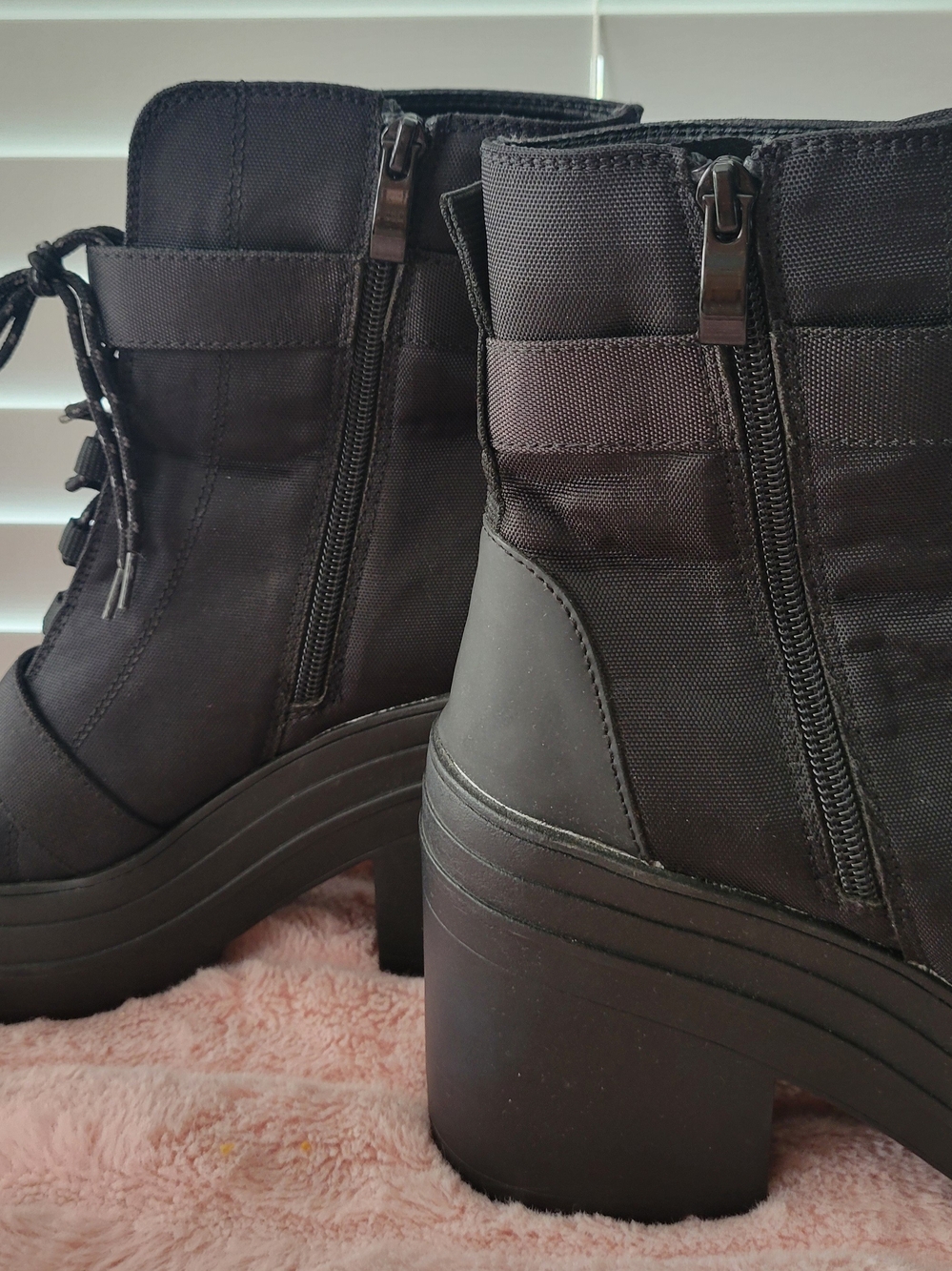 Black Limelight Combat Platform Lace-Up Buckle Ankle Boot Chunky Heel 8.5 Jasmyn - Picture 3 of 9